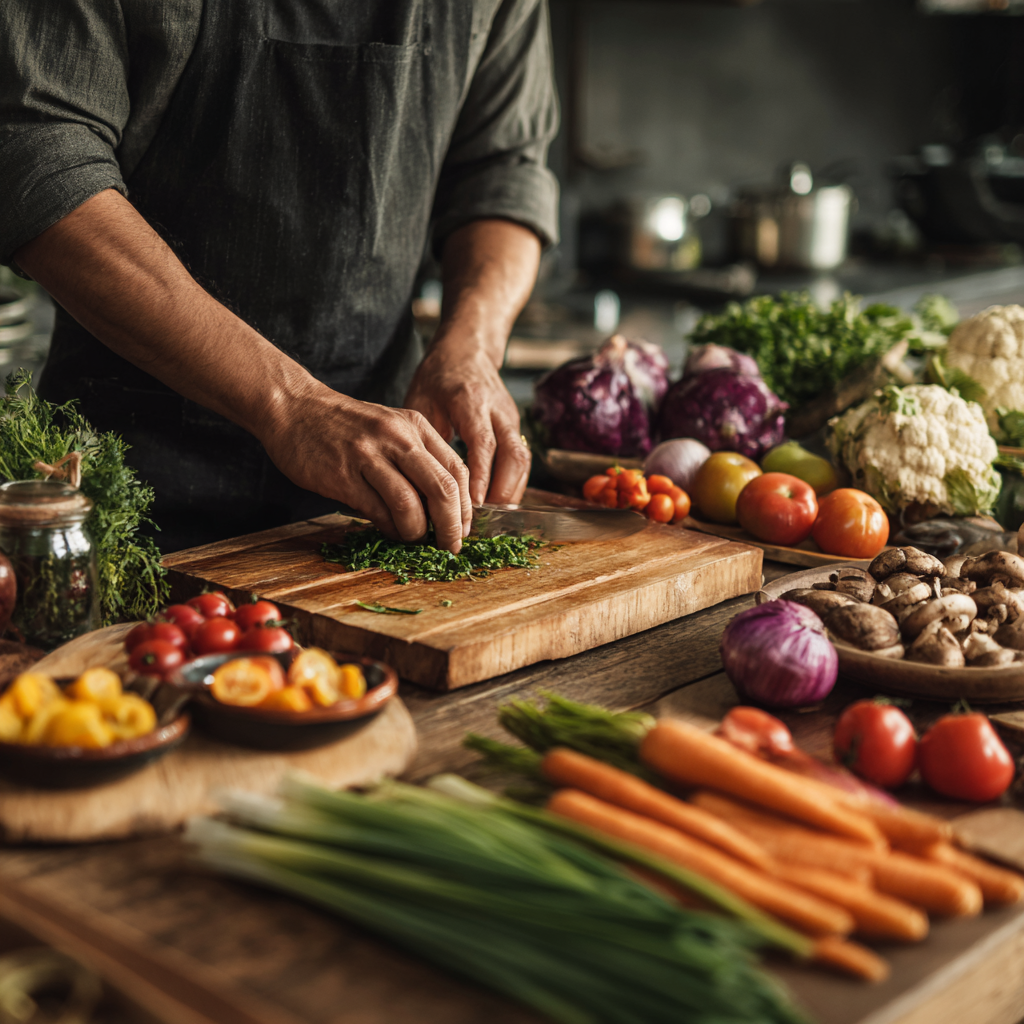 Elderly Ukrainian man enjoying healthy snack of nuts and fruits while reading, sitting in comfortable living room